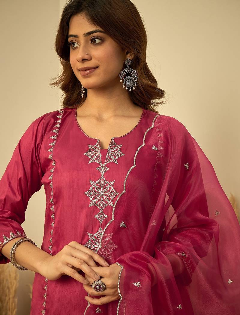 Cherry zora silk embroidered ethnic readymade suit 