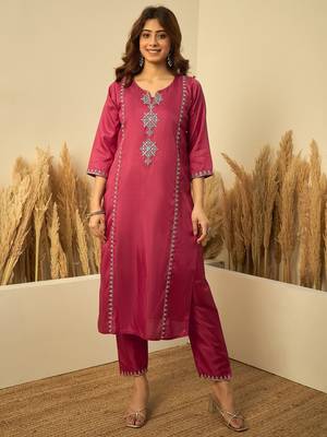 Cherry zora silk embroidered ethnic readymade suit  4