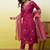 Cherry color silk blend fabric designer embroidered ethnic readymade suit for girls