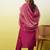 Cherry color silk blend fabric designer embroidered ethnic readymade suit for girls