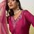 Cherry color silk blend fabric designer embroidered ethnic readymade suit for girls