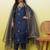 Blue silk blend embroidered ethnic readymade suit 