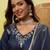 Blue silk blend embroidered ethnic readymade suit 