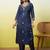 Blue silk blend embroidered ethnic readymade suit 