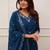 Blue embroidered ethnic partywear suit 