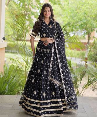 Black embroidered Readymade Lehenga choli 1