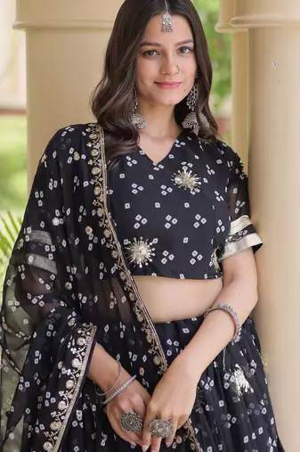 Black embroidered Readymade Lehenga choli