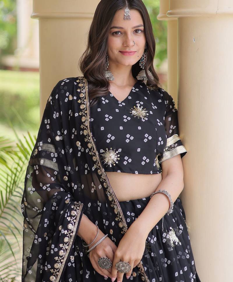 Black embroidered Readymade Lehenga choli