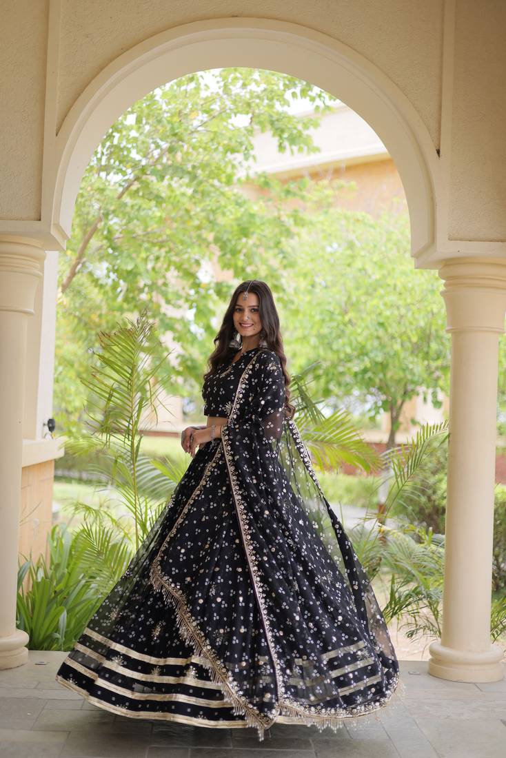 Black embroidered Readymade Lehenga choli