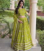 Green embroidered Readymade Lehenga choli