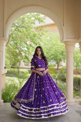 Purple embroidered Readymade Lehenga choli 1