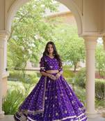 Purple embroidered Readymade Lehenga choli