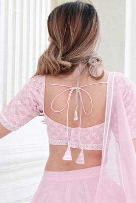 Baby Pink Organza Ceremonial Lehenga Set 2