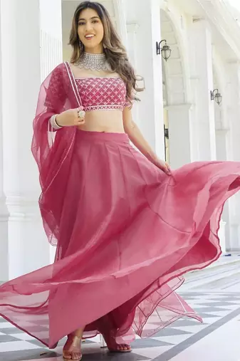 Gajri Organza Ceremonial Lehenga Set