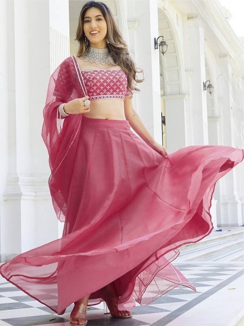 Gajri Organza Ceremonial Lehenga Set