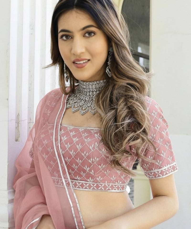 Peach Color Smart Organza Fabric Girlie Bollywood Style Ceremonial Lehenga Set
