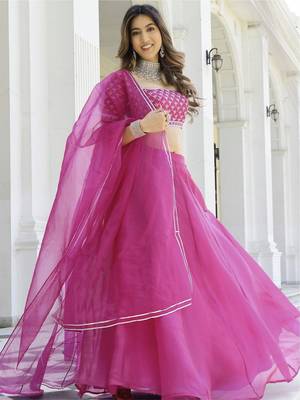 Pink Organza Ceremonial Lehenga Set 4