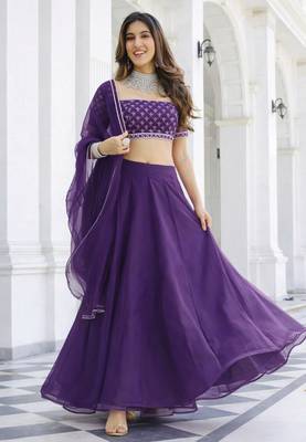 Violet Organza Ceremonial Lehenga Set 1