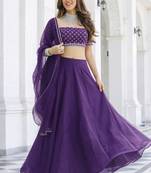 Violet Organza Ceremonial Lehenga Set