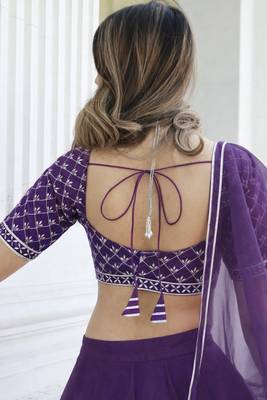 Violet Organza Ceremonial Lehenga Set 2