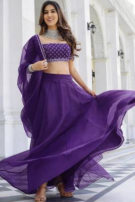 Violet Organza Ceremonial Lehenga Set 4