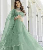 Green Organza Ceremonial Lehenga Set