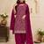 Deep magenta color beautiful embroidered georgette fabric ceremonial suit