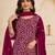 Deep magenta color beautiful embroidered georgette fabric ceremonial suit