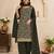 Olive green color beautiful embroidered georgette fabric ceremonial suit
