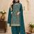 Teal color beautiful embroidered georgette fabric ceremonial suit