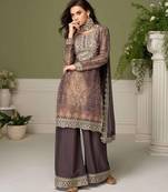 Mouve color chinon fabric designer wedding special palazzo dress for girls