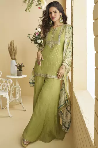 Pista color beautiful embroidered graceful wedding special palazzo dress