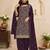 Purple color beautiful embroidered georgette fabric ceremonial suit