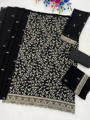 Black color beautiful embroidered georgette fabric ceremonial suit 3