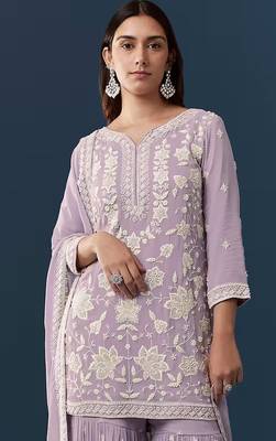 Lavender color smart and graceful sharara dress for trendy girls 2