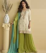 Off white color beautiful embroidered graceful wedding special palazzo dress