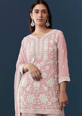 Peach color smart and graceful sharara dress for trendy girls 2