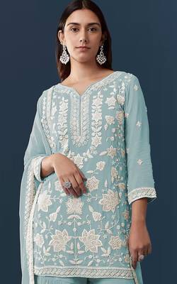 Sky blue color smart and graceful sharara dress for trendy girls 2