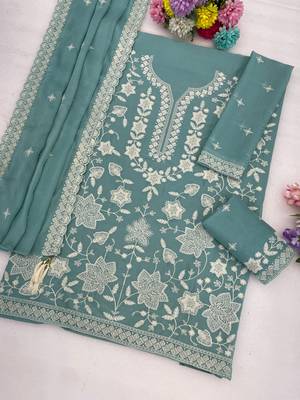 Sky blue color smart and graceful sharara dress for trendy girls 3