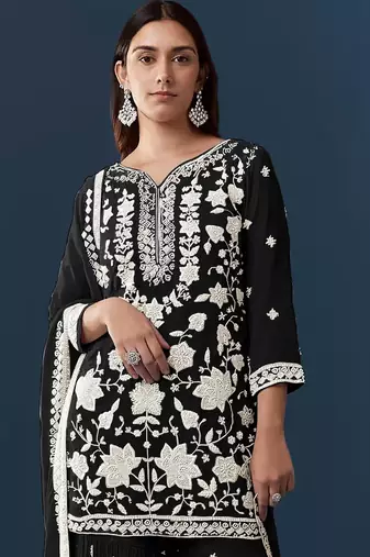 Black color smart and graceful sharara dress for trendy girls