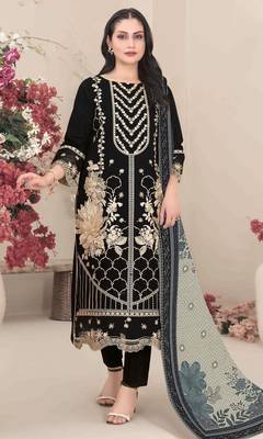Georgette fabric black color designer embroidered graceful partywear salwar kameez 1