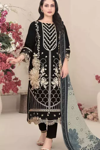 Georgette fabric black color designer embroidered graceful partywear salwar kameez