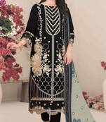 Georgette fabric black color designer embroidered graceful partywear salwar kameez