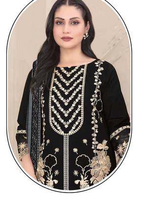 Georgette fabric black color designer embroidered graceful partywear salwar kameez 2