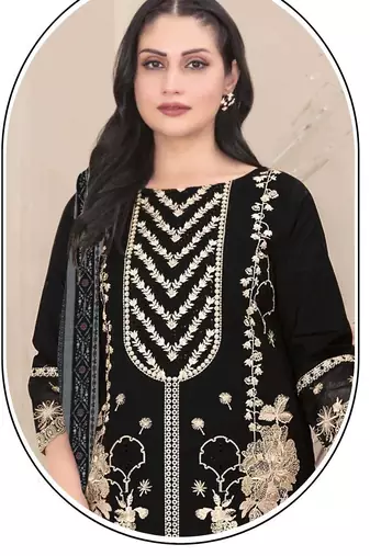 Georgette fabric black color designer embroidered graceful partywear salwar kameez
