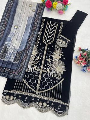 Georgette fabric black color designer embroidered graceful partywear salwar kameez 3