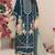 Georgette fabric teal blue color designer embroidered graceful partywear salwar kameez