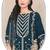 Georgette fabric teal blue color designer embroidered graceful partywear salwar kameez