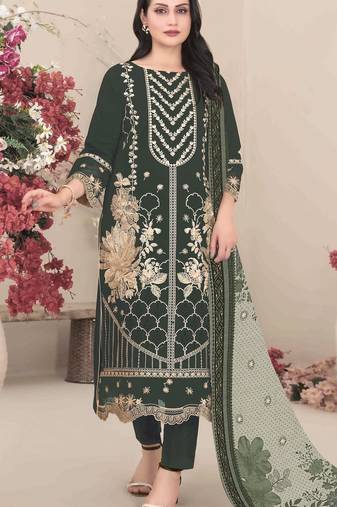 Georgette fabric mahendi color designer embroidered graceful partywear salwar kameez