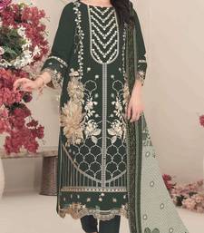 Georgette fabric mahendi color designer embroidered graceful partywear salwar kameez